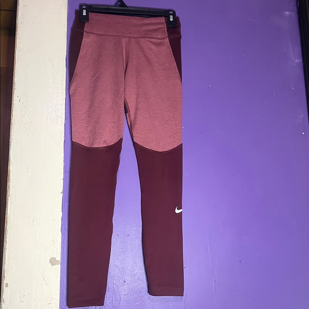 Nike Maroon and Pink Leggings